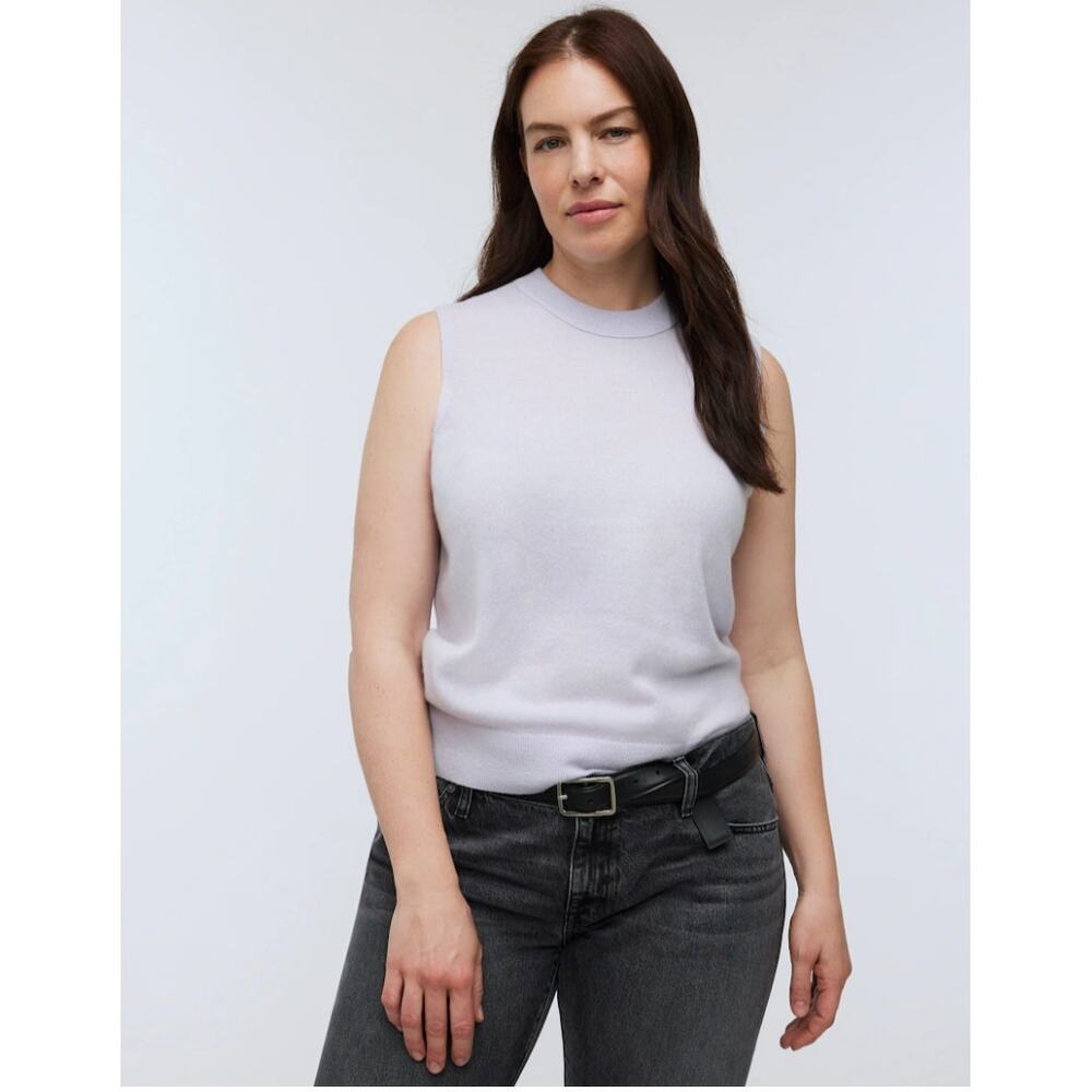 Madewell Top Women XS Blue 100% Cashmere Crewneck Sweater Vest Classic NO055 NWT